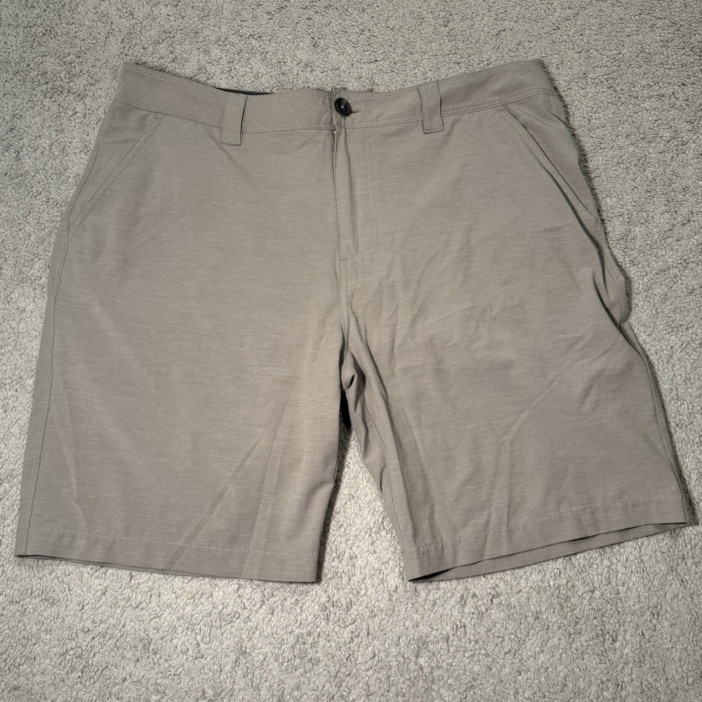 Prana Breathe Shorts Mens 38 Beige Nylon Stretch Casual Outdoor Hiking 9" Inseam